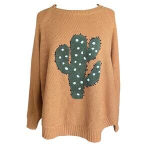 Wrangler Mustard Sweater Cactus Applique Concho Suede Accents Sz SM Fall Western